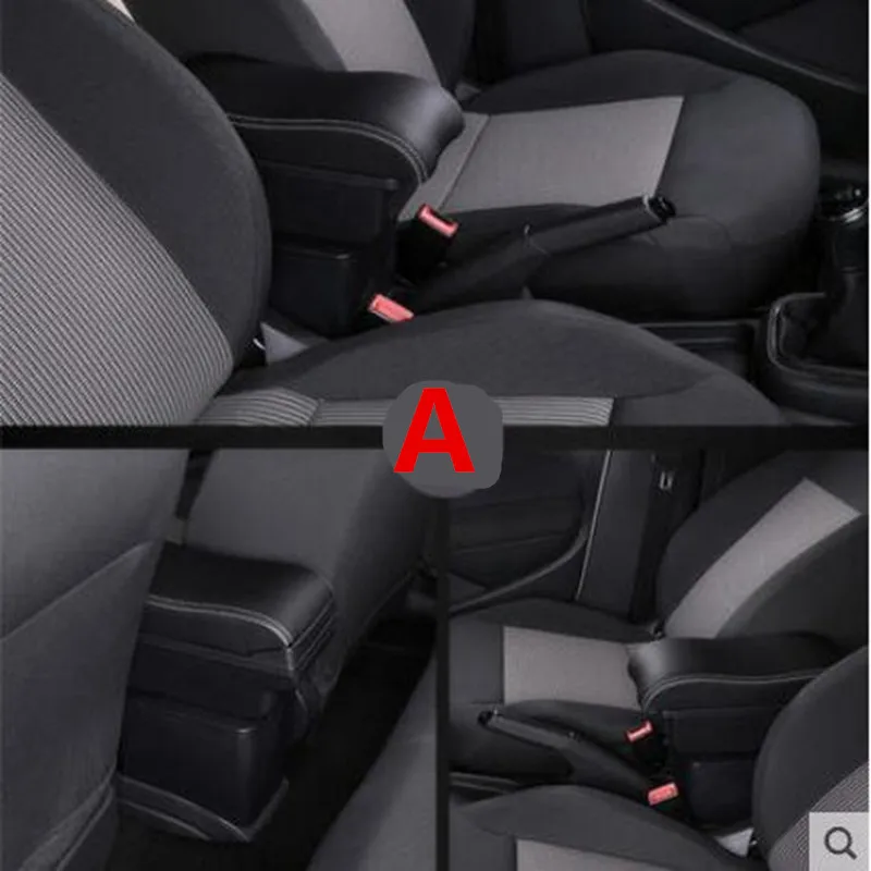 For Toyota Passo armrest box USB Charging heighten Double layer central Store content - Название цвета: A Black white line