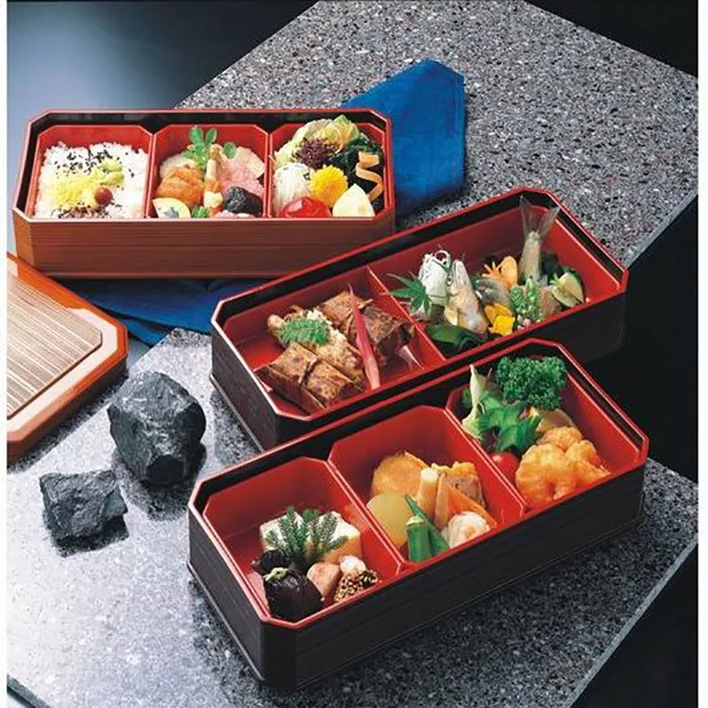 Коробка для суши с крышкой, Многокамерный чехол, угорь, Ланч-бокс, Bento Box, бизнес-набор, пластиковая посуда, ужин, черная Изолированная коробка, 1 шт