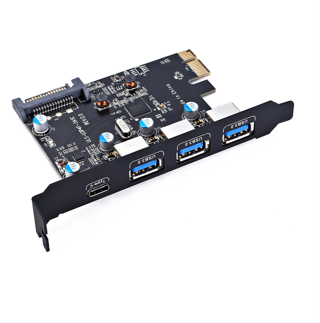 Добавить на карты USB 3,0 PCI-E type C Плата расширения PCI Express адаптер контроллера 3x UBS3.0+ 2x USB 3,1+ 4Pin питание 15Pin SATA
