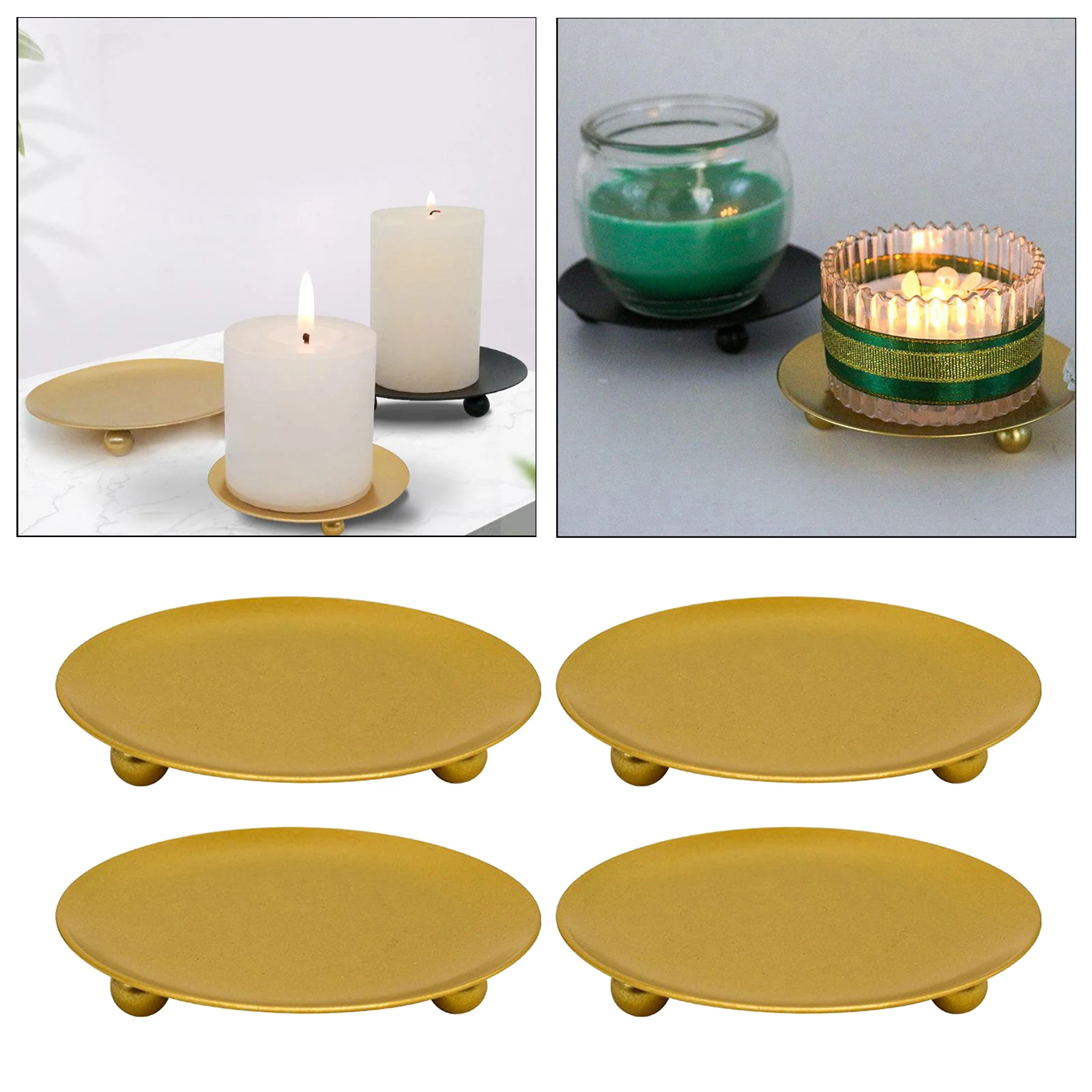 4pcs Candle Holder Plate Tea Light Candlestick Table Stand Wedding Decor 4pcs Candle Holder Plate Tea Light Candlestick Table Stand Wedding Decor