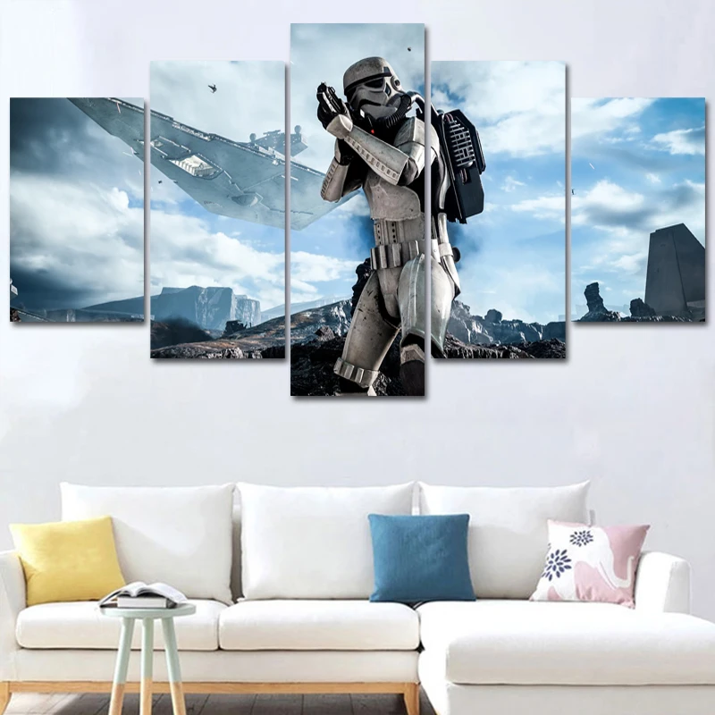 

Atlantis Future Battlefield 5 pcs Modern Home Wall Decor Canvas Picture Art HD Print Painting On Canvas for Living Room