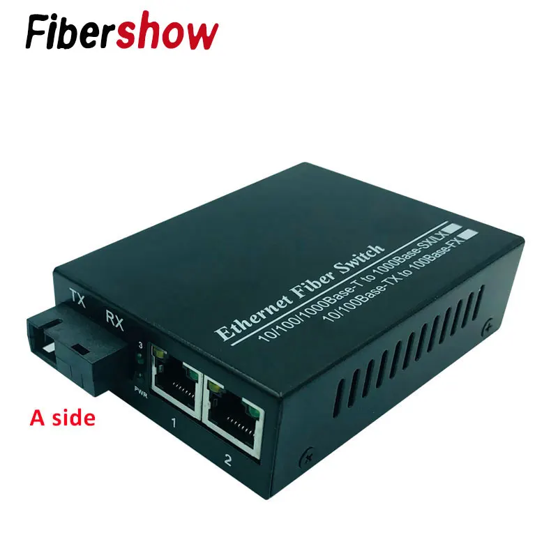 10/100/1000 м оптоволоконный переключатель Ethernet 2* RJ45 и 1* SC оптический медиаконвертер одномодовый волоконный порт
