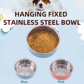 

Pet tigelas stainless steel material feeding miski dla psa drinking water ciotola gatto hanging fixed pet food bowl pet supplies