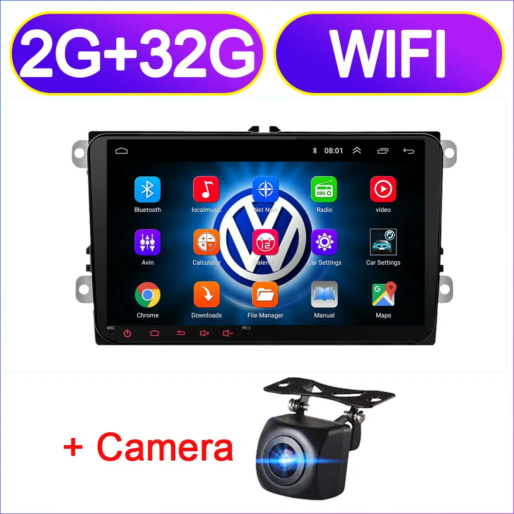 2G camera " Android 8,1 автомобиль радио gps навигации для Volkswagen Skoda Octavia Golf 5 6 touran passat B6 Polo Tiguan Yeti Rapid мультимедиа - Цвет: 2G camera