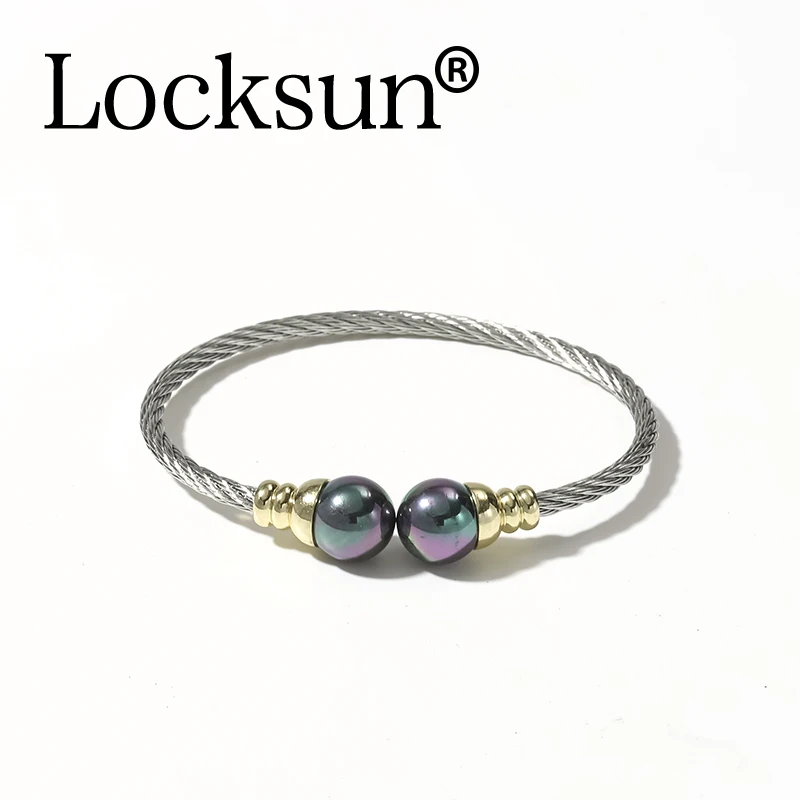 Locksun, Новое поступление, женские браслеты, модные ювелирные изделия на цепочке, амулеты, аксессуары из нержавеющей стали, открытые регулируемые браслеты - Окраска металла: BRA048-4