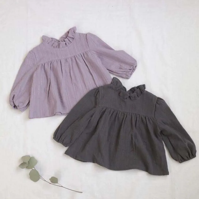 

New 2019 Japan & Korean Lace Collar Toddler Baby Kids Girls Blouse Linens Clothing Autumn Kids T-shirt Clothing