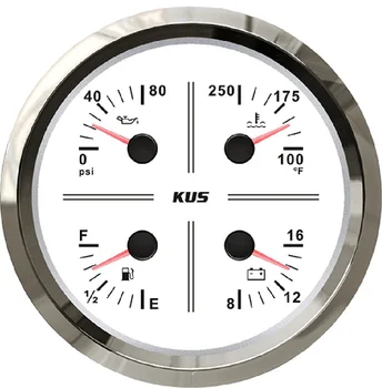 

KUS 4 in 1 Multifunction Gauge Oil Pressure Meter, Fuel Level Meter, Voltage Meter, Water Temperature Meter