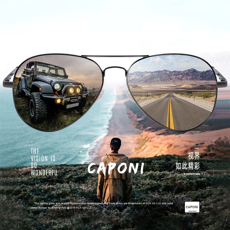 Kopen CAPONI Vintage Pilot Zonnebril Mannen Gepolariseerde Vissen Shades Mannelijke Verkleuring Classic Merk Designer Zonnebril UV400 CP3025