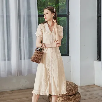 

High Quality Elegant Women Chiffon Long Dress 2020 New Summer Single-Breasted Butterfly Sleeve Dresses Designer Recommended
