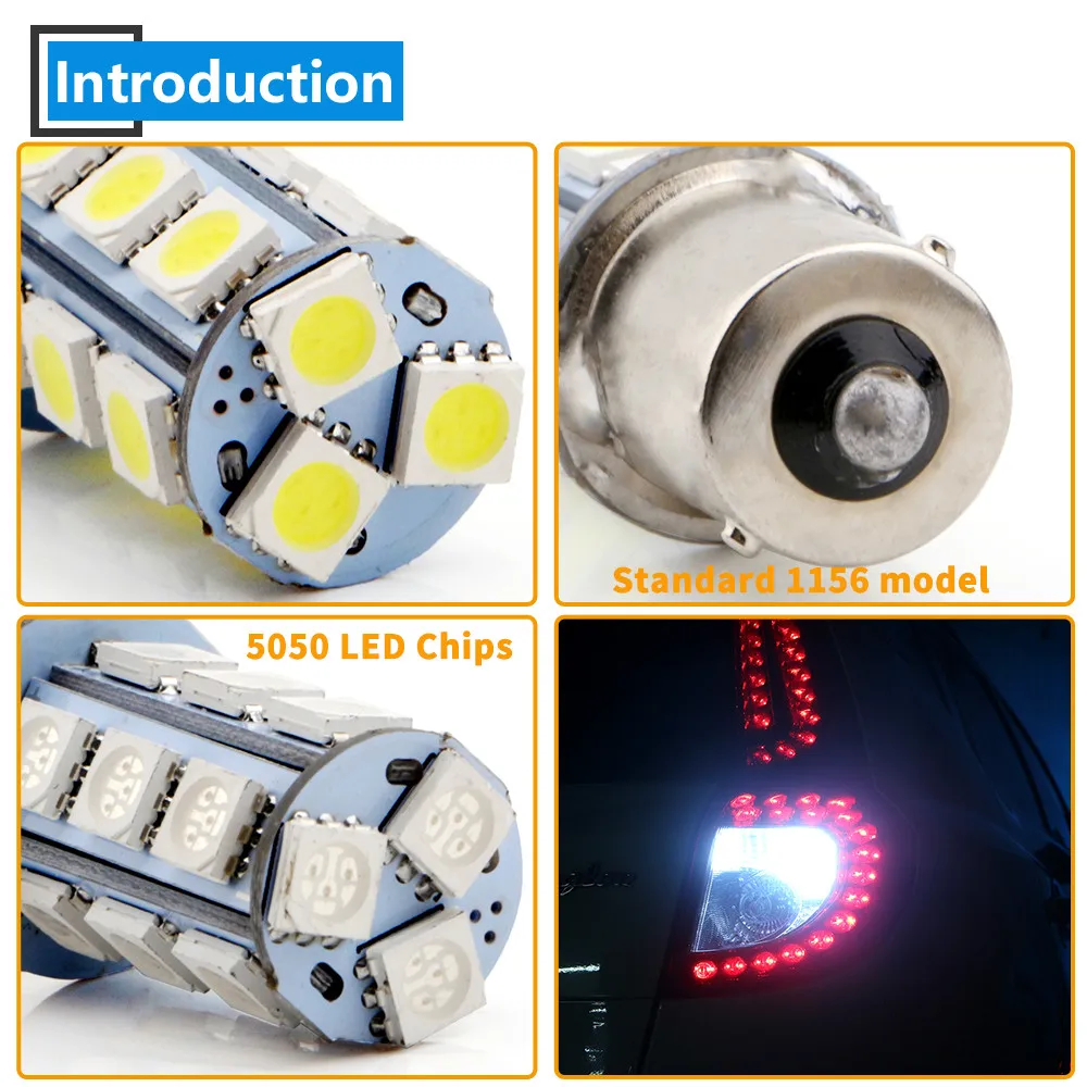 10X24 V P21W 1156 BA15S 1157 BAY15D 5050 18 SMD светодиодный светильник, автомобильный светильник 216Lm, задний фонарь с сигналом поворота, белый, синий, красный