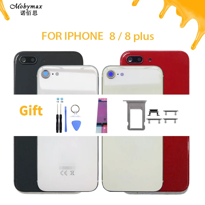 

Phone cover chassise For iphone 8 8 plus New Back Middle Frame Chassis Full Housing Assembly Battery Cover back Housing + Gift