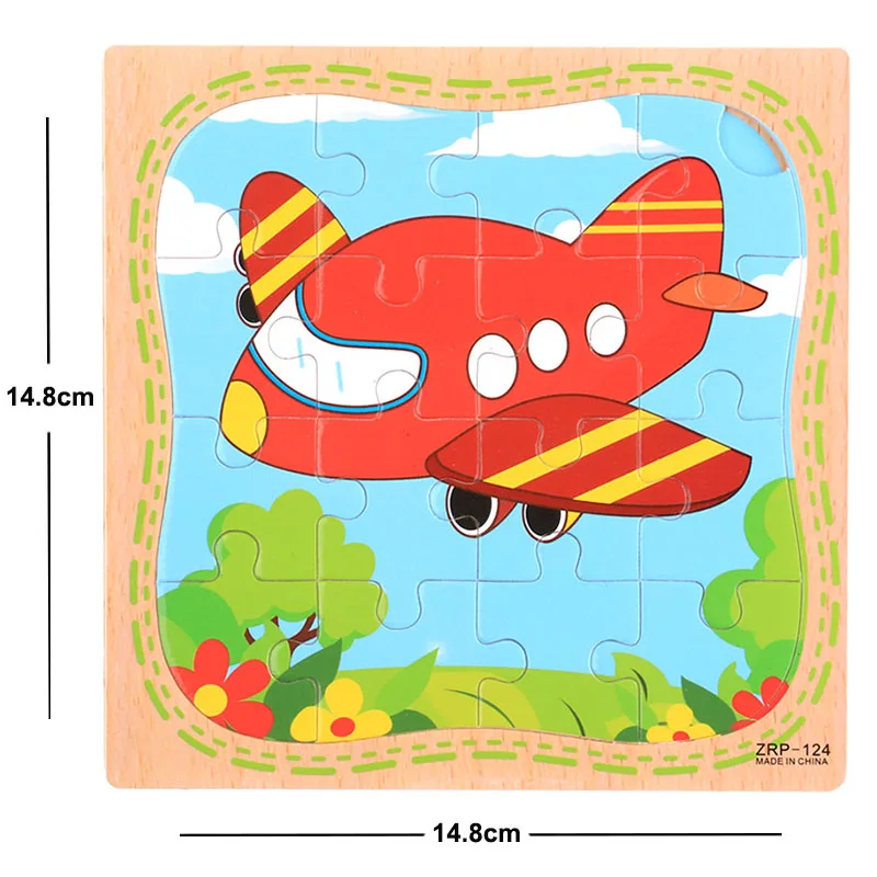 New Sale 38 Style Cartoon Wooden Puzzle Children Animal/ Vehicle Jigsaw Toy 3-6 Year Baby Early Educational Toys for Kids Game 16