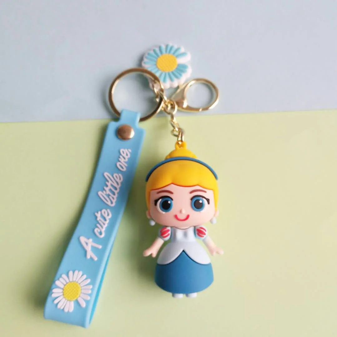 Anime Disney Cartoon Princess Key Chain Lady Ins Web Celebrity Gift Keychain Cute Mermaid Doll Pendant Keyring