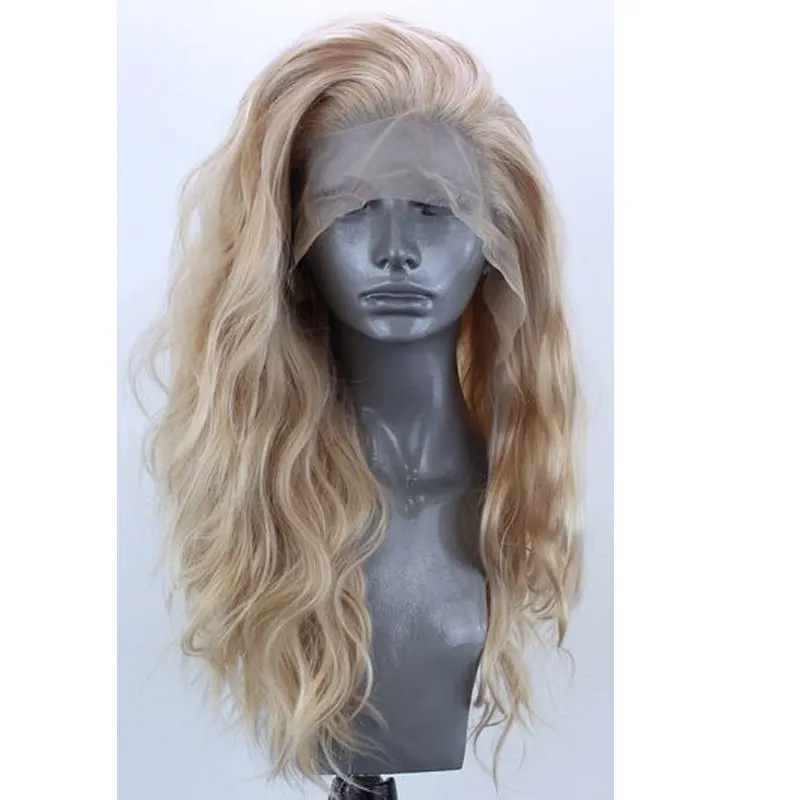 

Bombshell Honey Gold Color Short Bob Natural Wave Synthetic Lace Front Wig Glueless Heat Resistant Fiber Hair For White Women