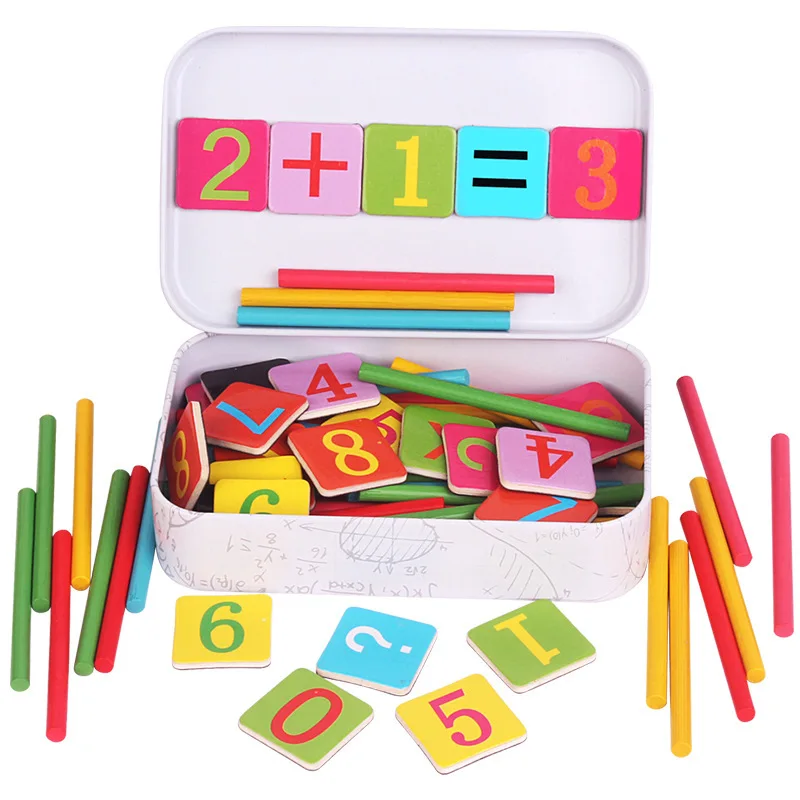 1 Набор, детская математическая игрушка, деревянная палочка, магнитная математика, головоломка, Обучающие цифры, игрушки, рассчитать, игра, обучение, подсчет, подарки для детей
