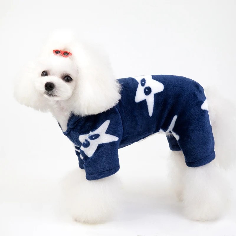 Зимние костюмы для домашних животных фланель 4-клёш одежда для щенков и собак, толстовка с капюшоном на осень и зиму, комбинезон для собак