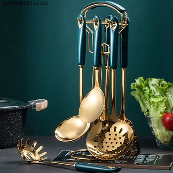 

304 Stainless Steel Spatula, Colander, Soup Spoon, Rice Spoon, Ceramic Handle Household Combination Set/kitchenware Accessories