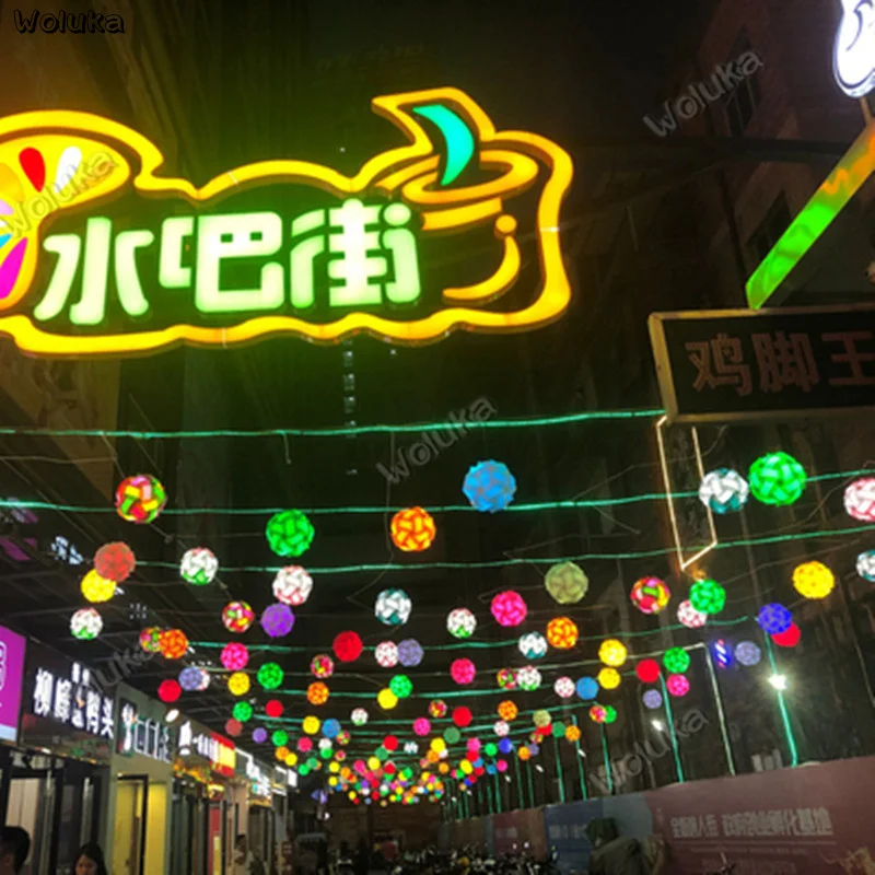 Outdoor waterproof led lanterns hanging tree lights mall street Christmas day decorative flower ball lights CD50 W03
