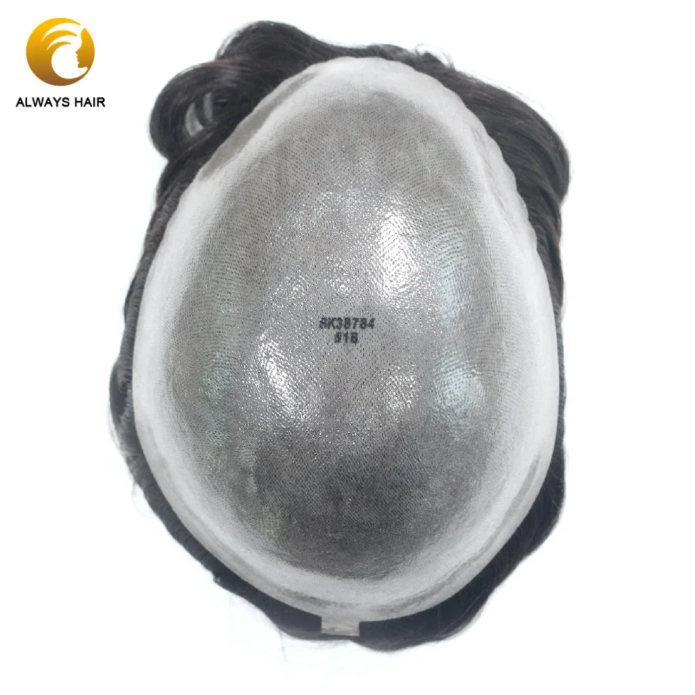 Durable Skin Base Indian Human Hair System Man Thickness 0.12-0.14mm PU Toupees Wig for Men Popular Design in Middle East Asia