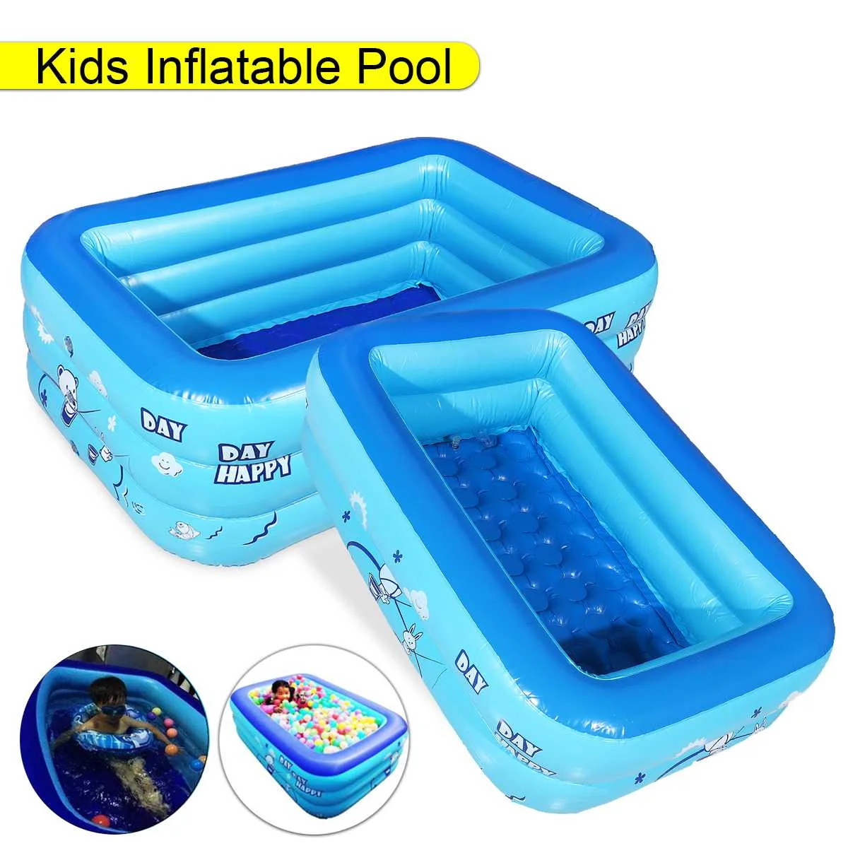 120cm 2/3layers Inflatable Square Swimming Pool Children Inflatable Pool Bathing Tub Baby Kid Home Outdoor Large Swimming