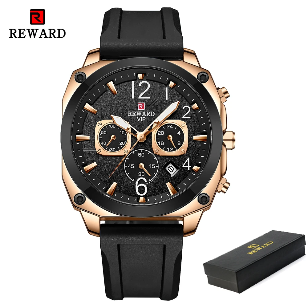 2022 New REWARD Mens Watches Top Luxury Brand Chronograph Waterproof Military Men Quartz Sport Wristwatch+Box Relogio Masculino 