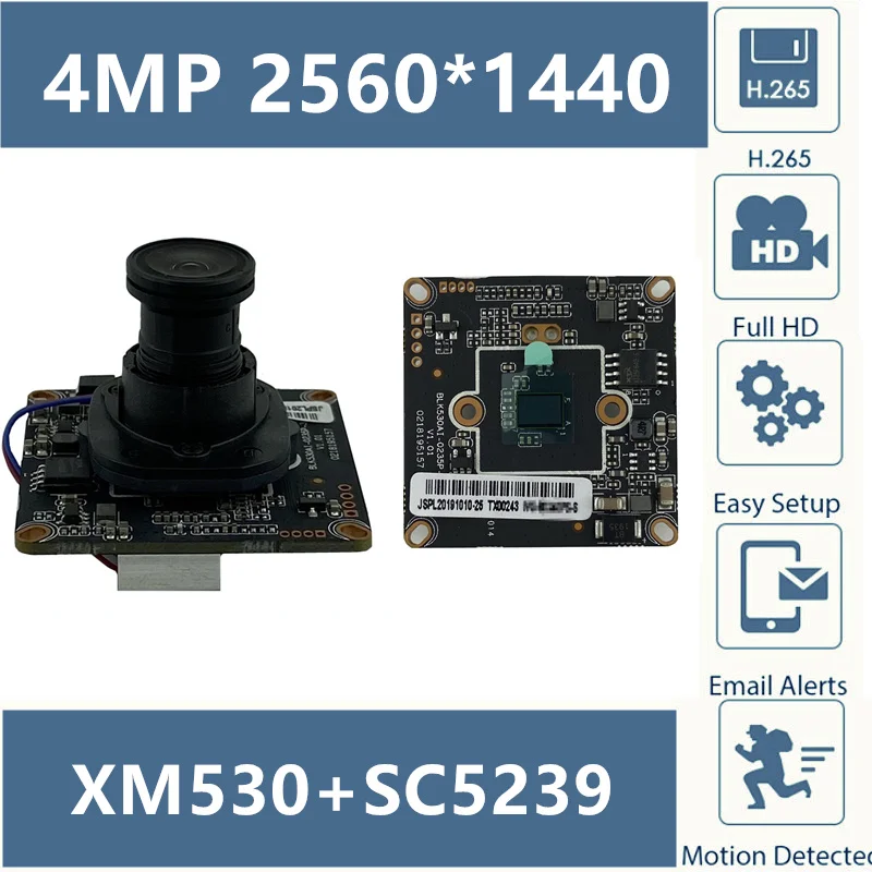 Плата модуля ip камеры Panorama 4MP 3MP 2560*1440 с линзами рыбий глаз XM530 + SC5239 H.265 38*38 CMOS Onvif CMS