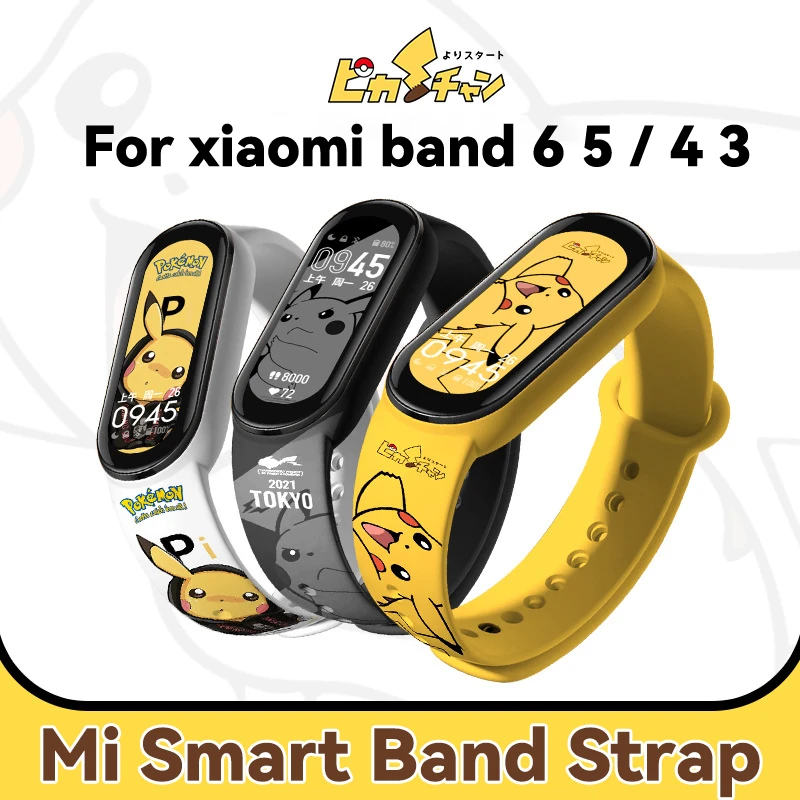 Wrist Strap For Xiaomi mi band 6 5 4 3 Pokemon Watchband Replacement Silicone Children Gift Bracelet For Xiaomi Official Store