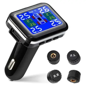 

Universal Black Tire Pressure Monitor System Tyre Detector TPMS Gauge Digital Low Energy Cigarette Type 4 External Sensors