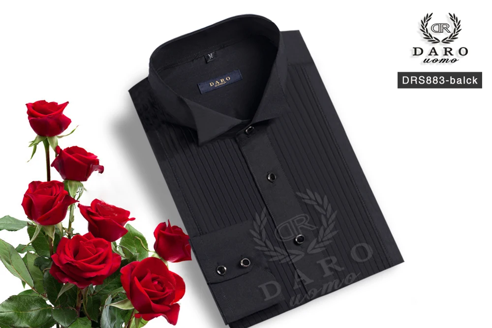 DR DARO UOMO Mens shirts black tuxedo for wedding and party DRS883