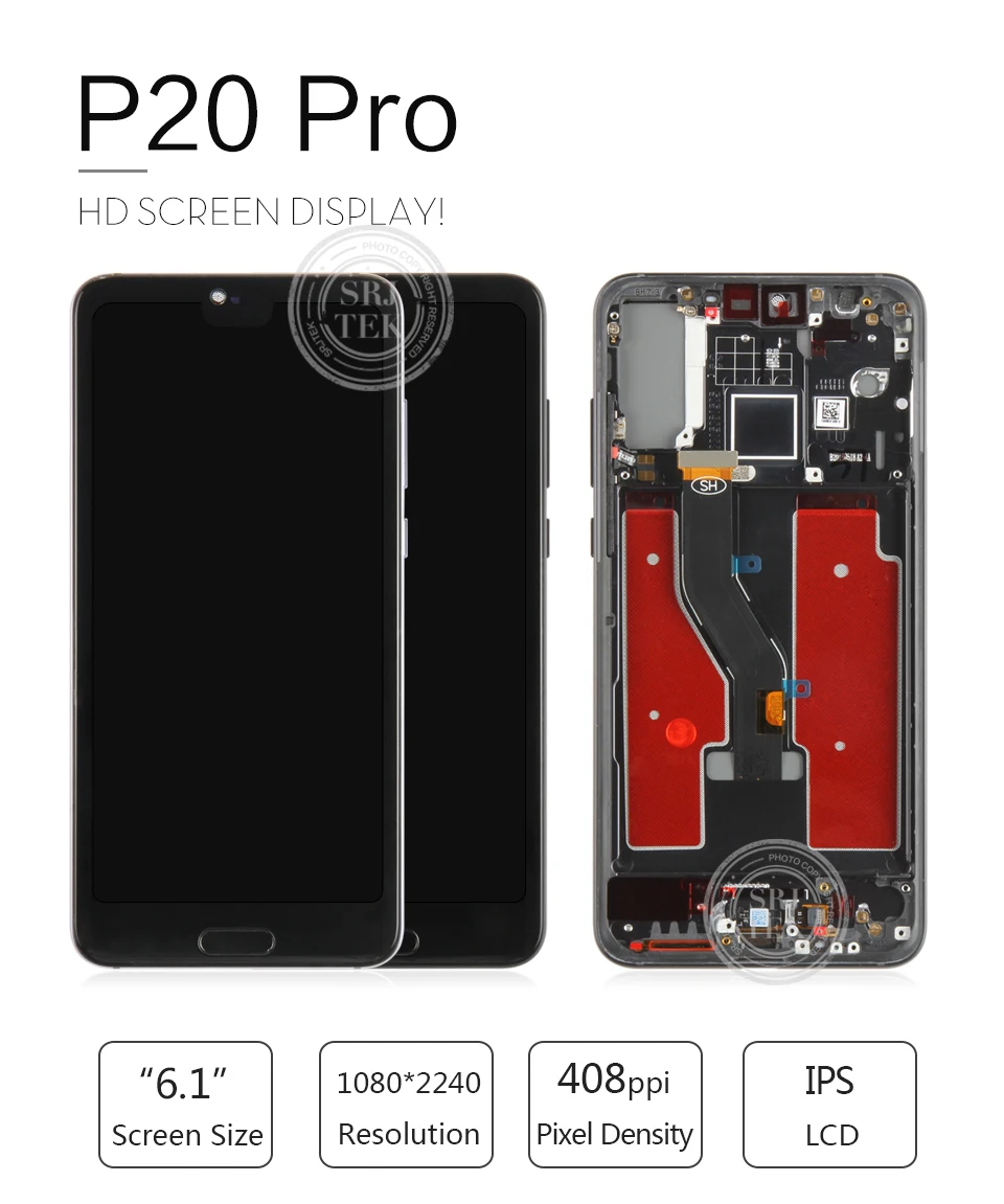 SRJTEK 5,84 ''для huawei P20 Pro ЖК-дисплей сенсорный экран матрица дигитайзер сенсор для huawei P20 Plus стекло с рамкой