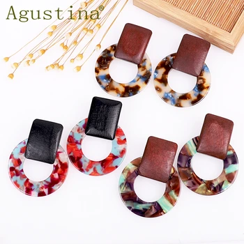 Agustina Wood Acetate Fashion Earrings Jewelry Girls Drop Earrings For Women Green Rainbow Earrings Punk Earring Earings Boho cc