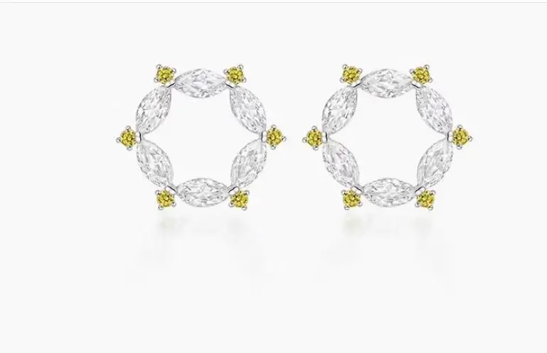 

Fashion Delicate Luxury Design 925 Sterling Silver Charm Wreath Earrings For Elegant Women Full Cubic Zirconia Earrings Jewelry