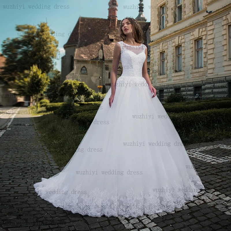 Wuzhiyi Новое свадебное платье трапециевидной формы, свадебное платье, высокое качество, vestido de noiva, без рукавов, сексуальное платье de mariee, роскошное французское кружево