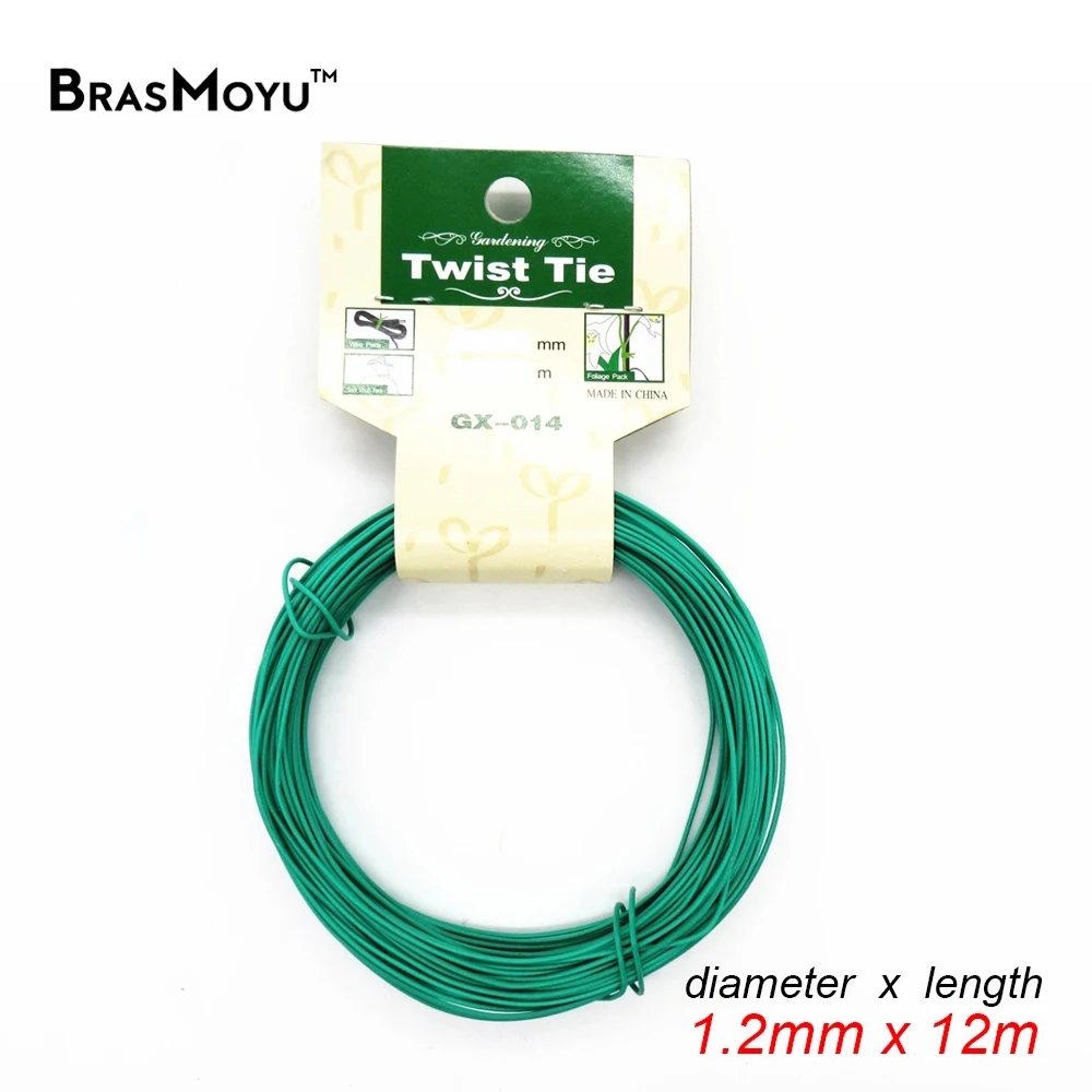 1PCS 12/15m Plant Twist Tie Garden Wire Green Cable Tie Coated Wire Garden Bonsai Outlet for Holding Branch BRASMOYU plant ties bonsai wires