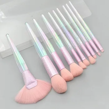 

10pcs Cone-shaped Transparent Matte Makeup Brush Kit Eyeshadow Eyebrow Lip Brush Set Cosmetic W2