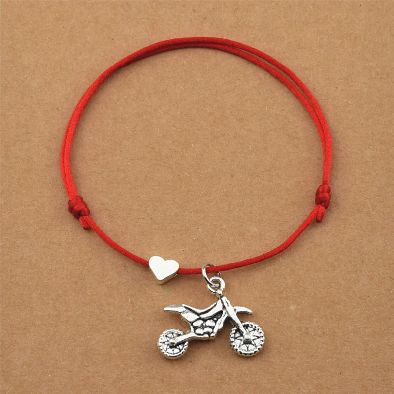 New Sports Motorcycle Pendant Heart Charm Bracelets Red Cord Rope Dirt Bike Jewelry Motocross Race Souvenir Gifts | Украшения и
