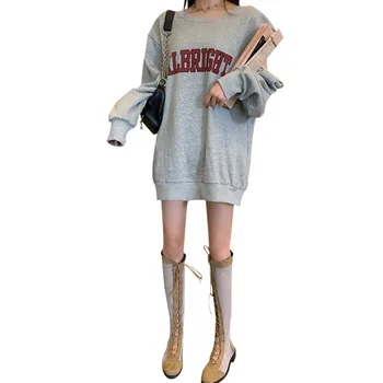 

Women Woman Hoodies Round Collar Slim Letter Print Long Sleeve Sweatshirt Cotton Shirt Tops Ropa Coreana Mujer