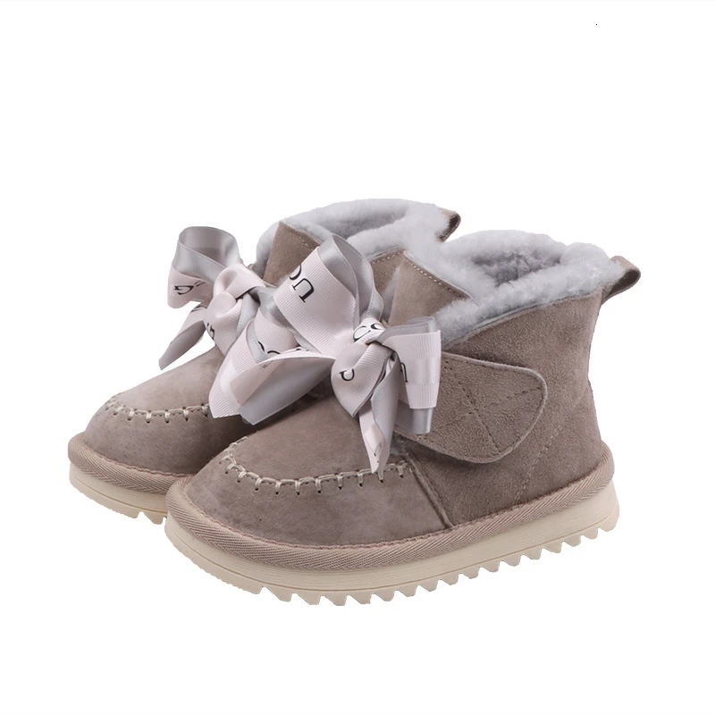 

CNFSNJ brand 2019 Winter Girls Boots Warm Cotton With Cartoon bow tie Lace Kids Fashion Snow Boots Children Winter Shoes