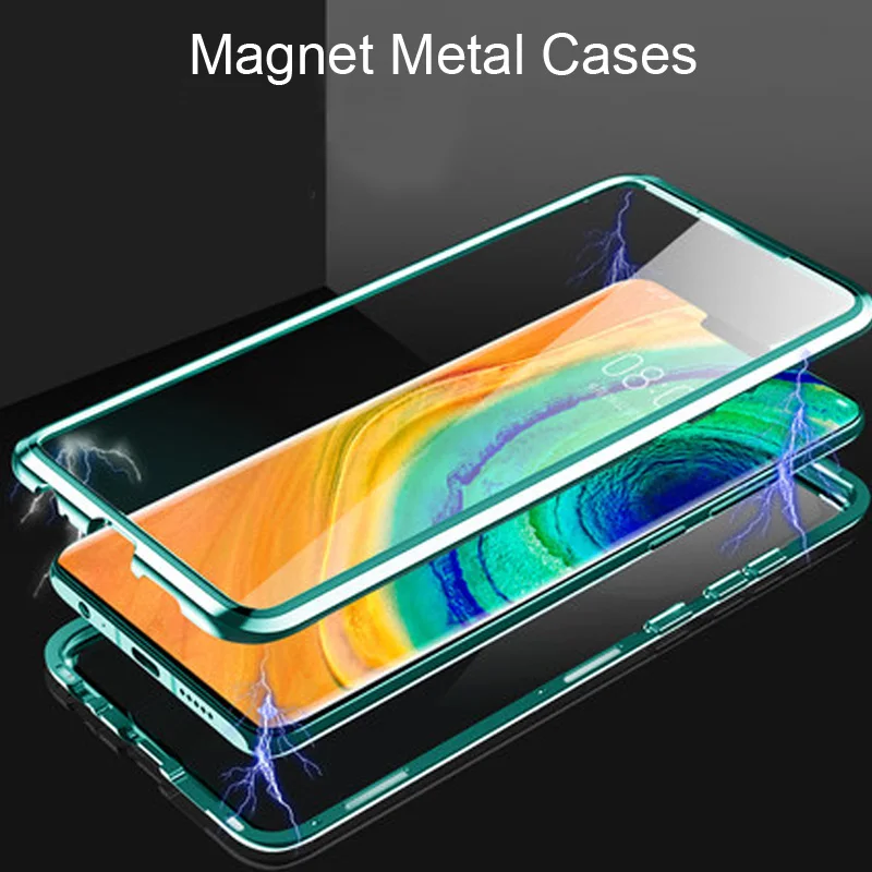 Чехол с магнитной адсорбцией для huawei mate 30 Pro, металлическая рамка, Doubl, боковая стеклянная крышка для huawei mate 30 Pro, защитный чехол для телефона