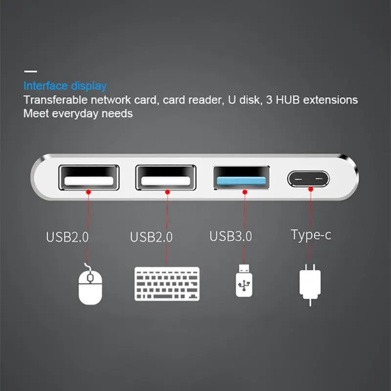 4 в 1 USB C концентратор type-C к USB3.0 адаптер конвертер для Macbook Matebook ноутбук смартфон