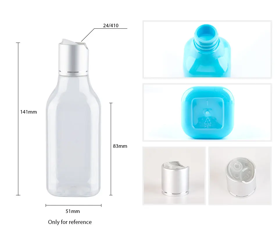 200 мл пустой белый квадрат лосьон для бутылок с алюминиевой крышкой, косметическая упаковка пластиковая бутылка, бутылка шампуня, эфирные