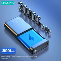 USAMS Power Bank 30000mAh Powerbank Fast Poverbank For iPhone 13 Pro Max Xiaomi Huawei P50 P60 Samsung Portable External Battery
