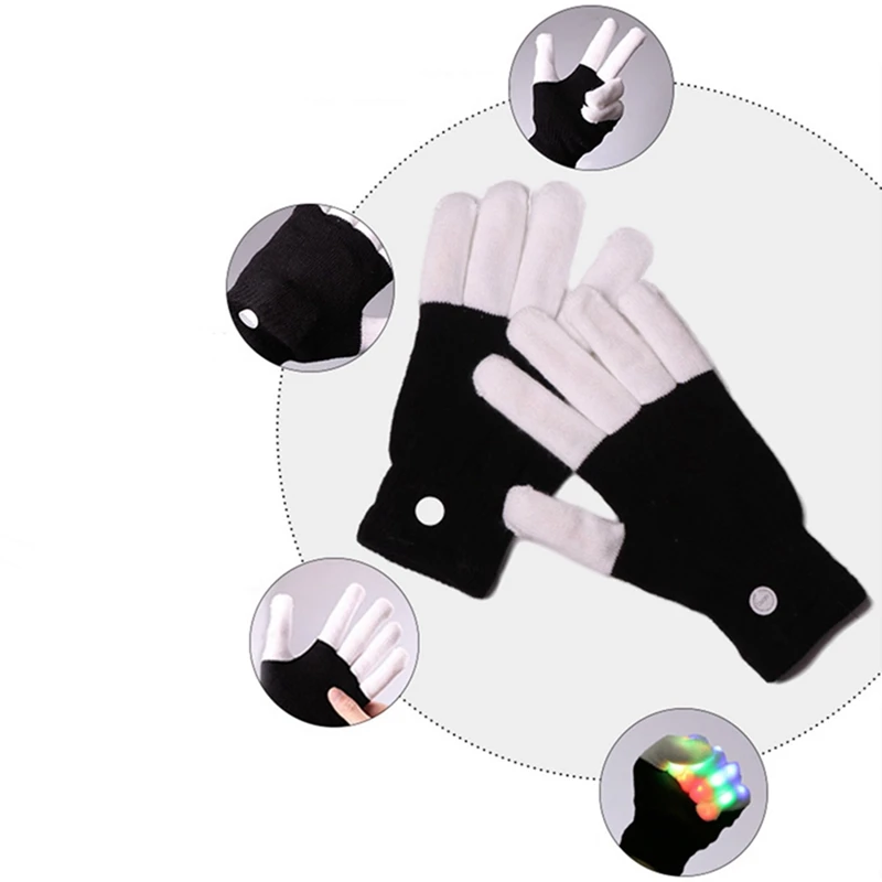Хэллоуин красочные светящиеся перчатки Рождество день вечерние развлекательное освещение шоу Светящиеся перчатки для детей и взрослых