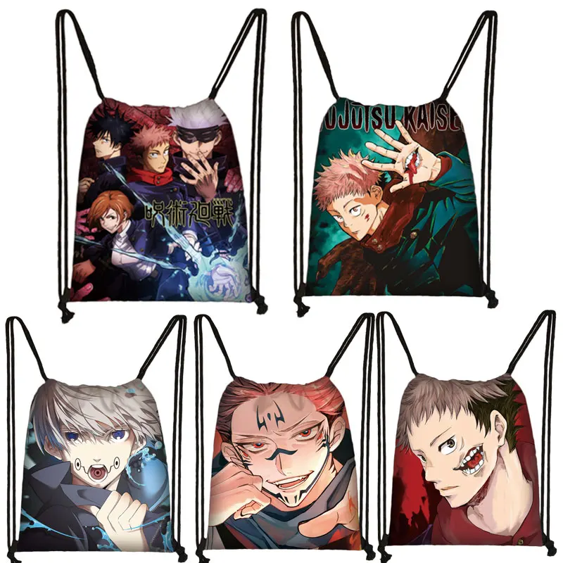 Anime Jujutsu Kaisen Yuji Itadori-Bolso de lona con cordón para hombre, bolsa de viaje para adolescentes, bolsa con cordón, soporte para zapatos, regalo para niños