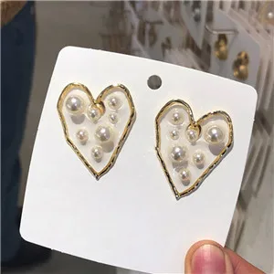 AOMU Korea Heart Crystal Rhinestones Earring Big Circle Pendant Dangle Earring For Women Fashion Drop Earring Ear Jewelry Set