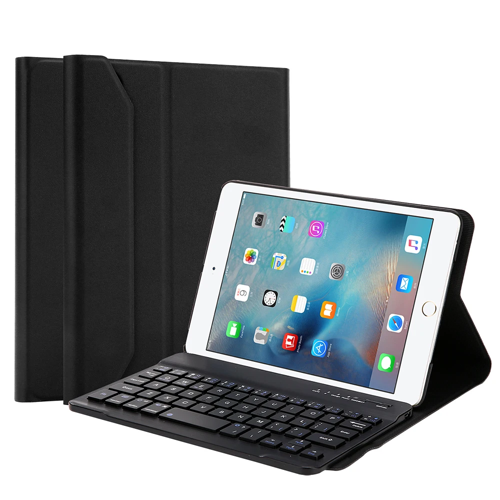 Black Планшет США клавиатура для IPad Mini 1 2 3 пластик Bluetooth английская клавиатура с изящным овечьим узором кожаный чехол Слот для ручки - Цвет: Black