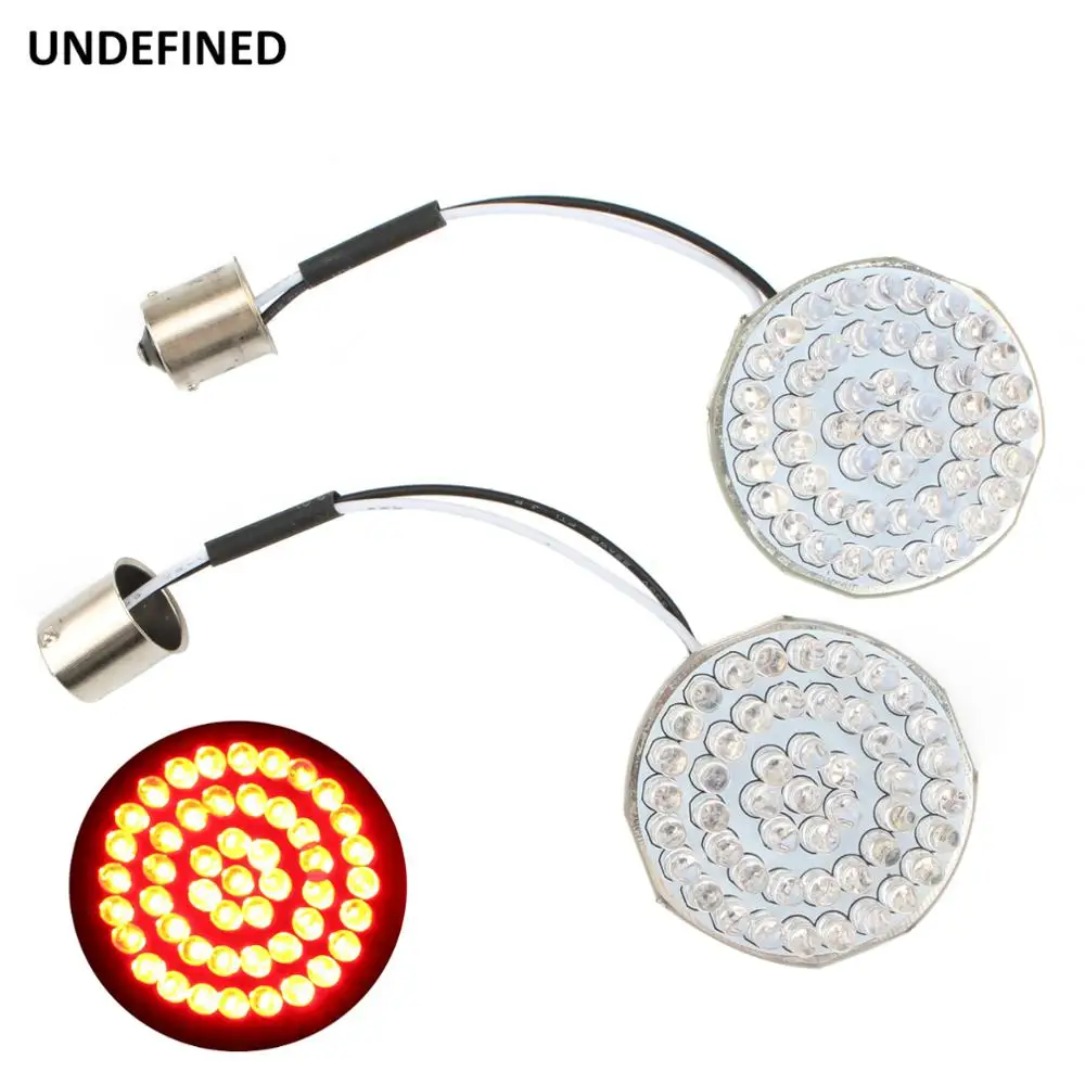 

2" Bullet Style 1156 Turn Signal Light Red LED Panel Inserts Lamp For Harley Sportster 883 1200 Softail Dyna 11-17 Touring Glide