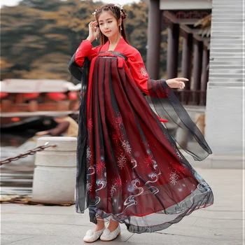 

Summer Chinese Folk Dance Fairy Costume for Women Embroidery Tang Qing Dynasty Stage Dance Costume Princess Hanfu Dress DL4158