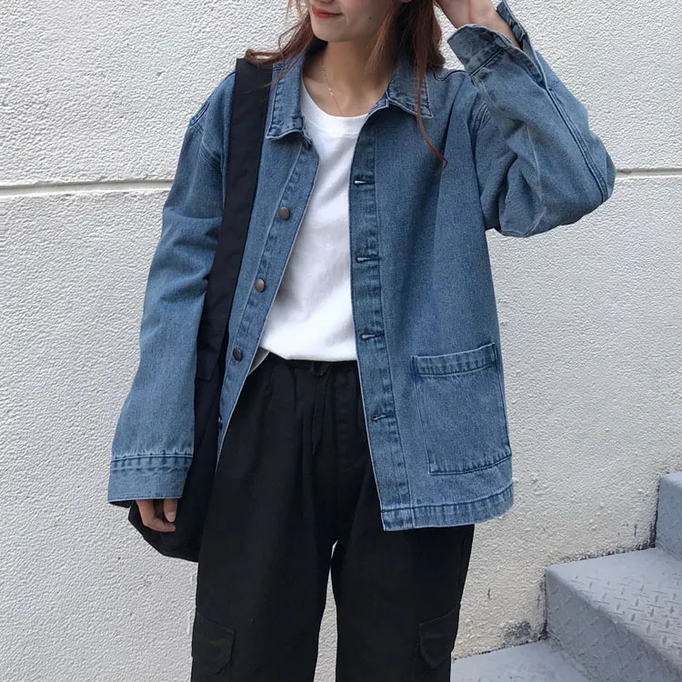 

Photo Shoot Spring Simple Jeans Coat Retro Blue Common Style