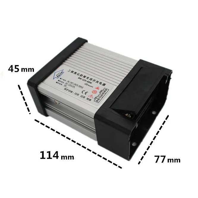 LED 야외 방수 전원 공급 장치 DC12V 5000ma 5A 60W LED 드라이버 조명 변압기 알루미늄 드라이버 상자 포함